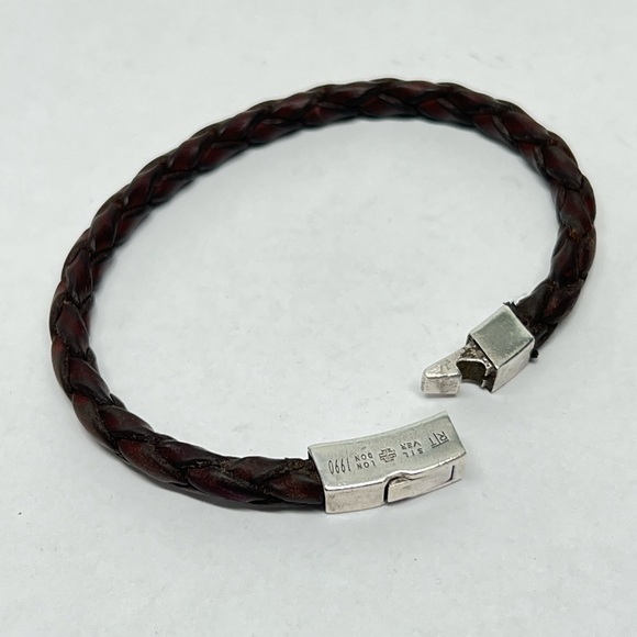Robert Tateossian Brown Leather Silver Clasp Bracelet .925 - Picture 7 of 8